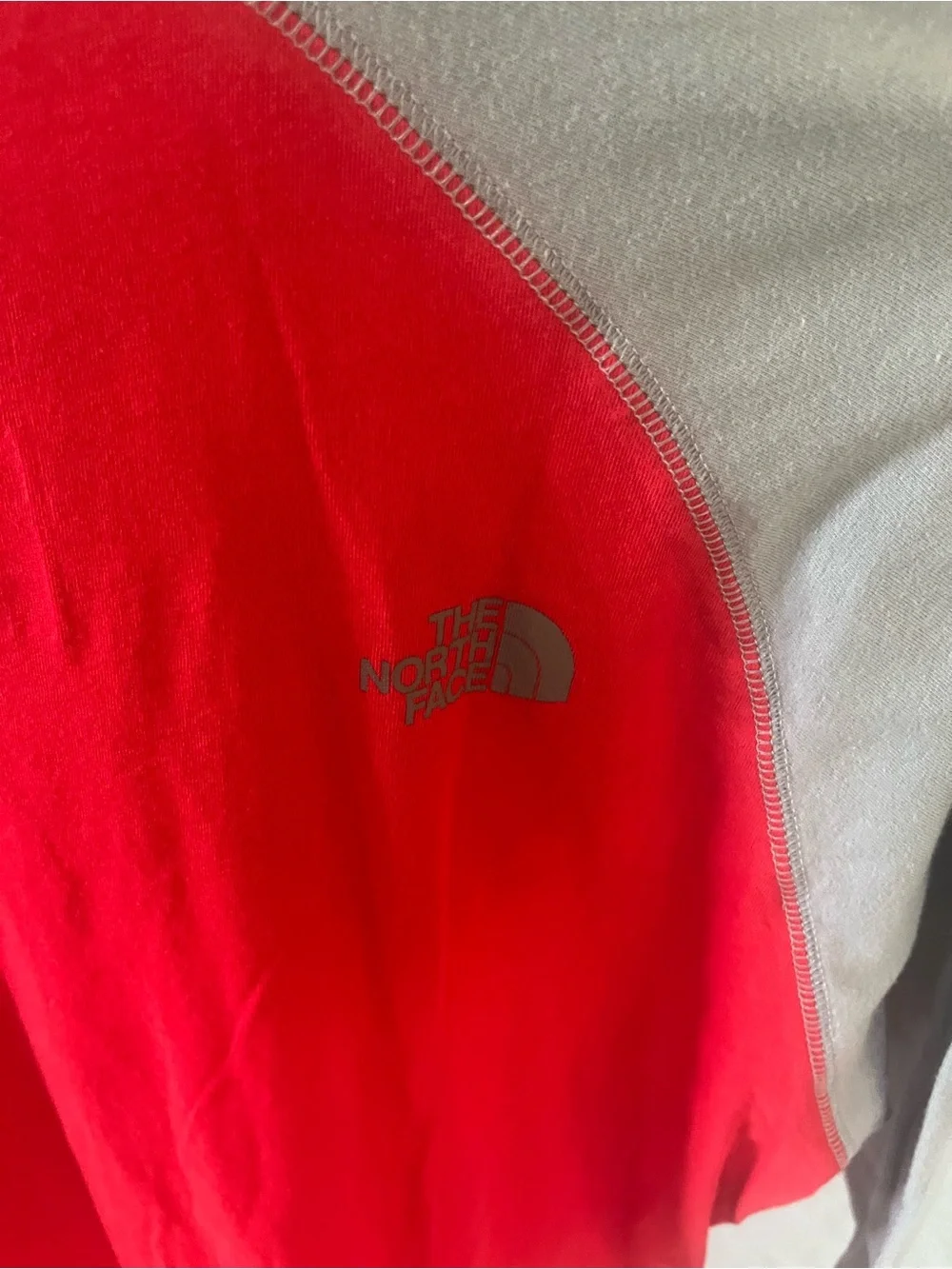 The North Face Red & Gray Raglan Logo Long Sleeve Tee